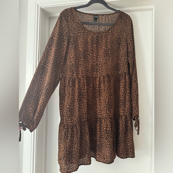 Wild Fable Tiered Long Sleeve Leopard Dress - Picture 2 of 4